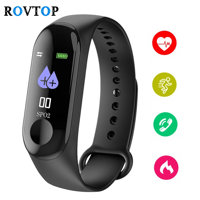

Rovtop M3 Plus Smart Watch Bracelet Wristband Blood Pressure Fitness Heart Rate Monitor Tracker Life Waterproof Smart Watches