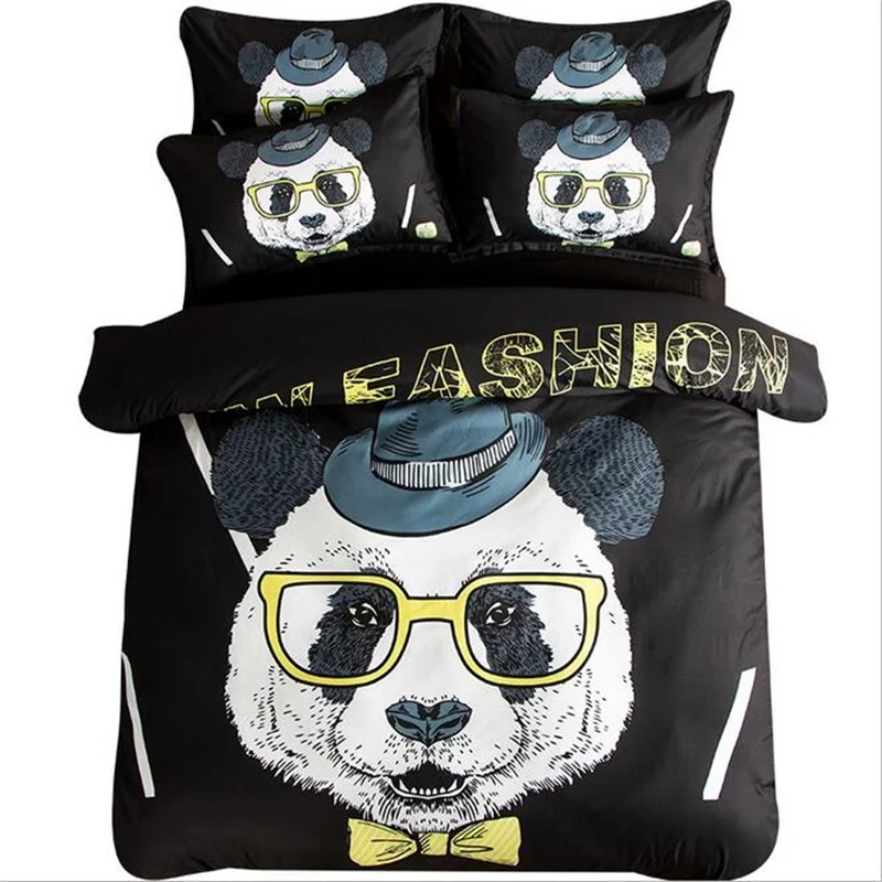 Black And White Panda Print Bedding Set Twin Queen King Size Duvet