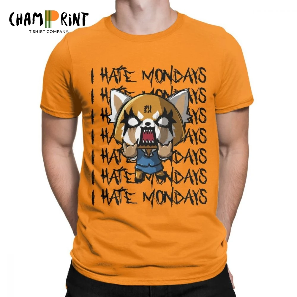 

Men Aggretsuko Aggressive Retsuko I Hate Monday T Shirts 100% Cotton Clothes Funny Short Sleeve O Neck Tees Printing T-Shirts