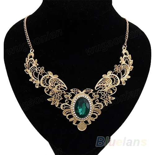 New Luxury New Women's Lady Crystal Hollow Out Flower Pattern Choker Bib Necklace Red Green Hot Selling 1NUH 6ORV - Image 2