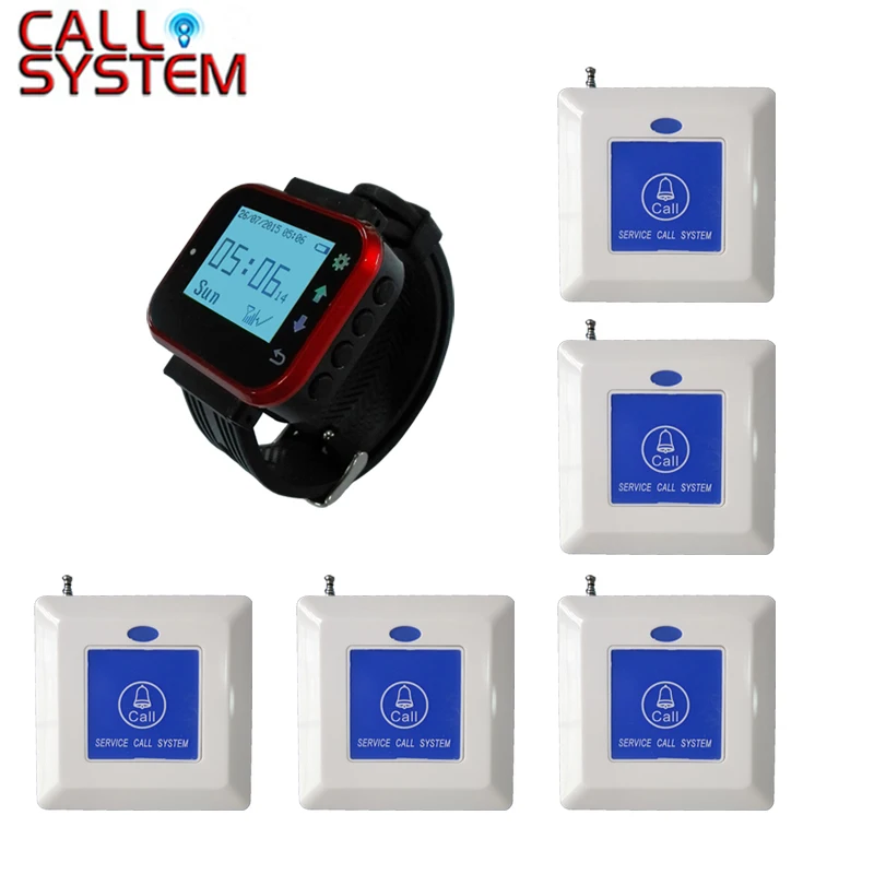 1 watch hand receiver 5 bed call button waterproof Emergency call button for elderly used in