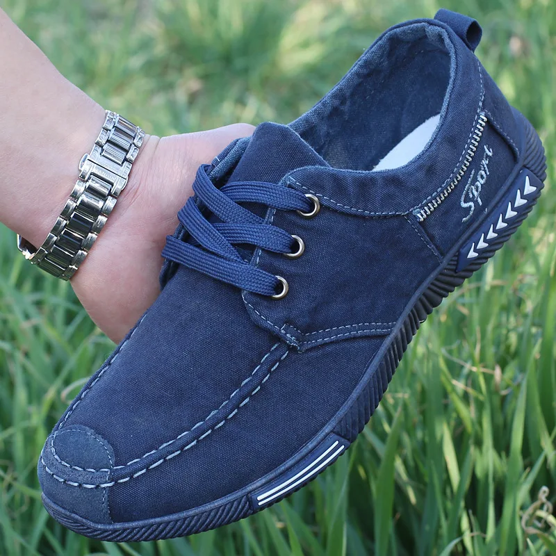 

2018 Canvas Men Shoes Denim Lace-Up Men Casual Shoes Plimsolls Breathable Male Footwear Spring Autumn Sneakers Size 39--46 WF101