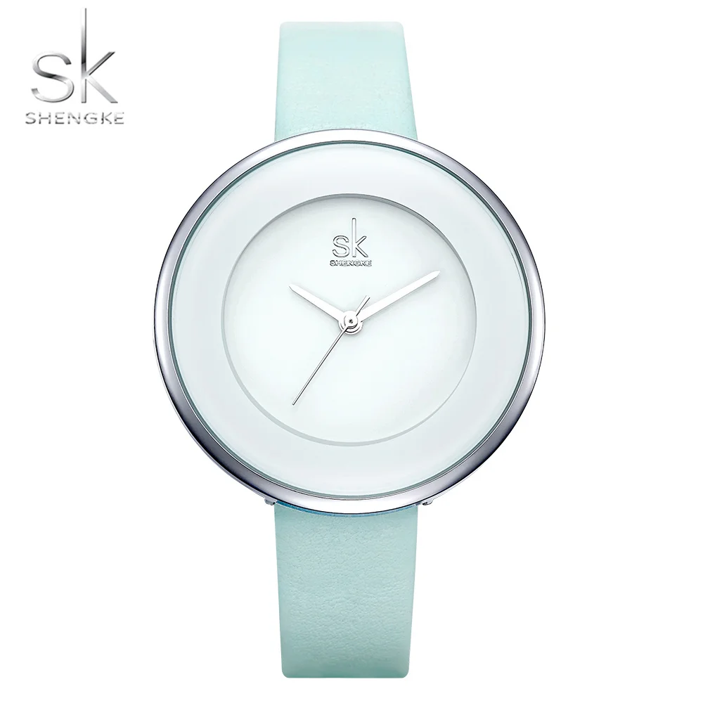

Top Luxury Brand ShengKe New Women Watches Waterproof Female White Leather Wristwatch Mixmatch Dress Ultra Thin Quartz Clock