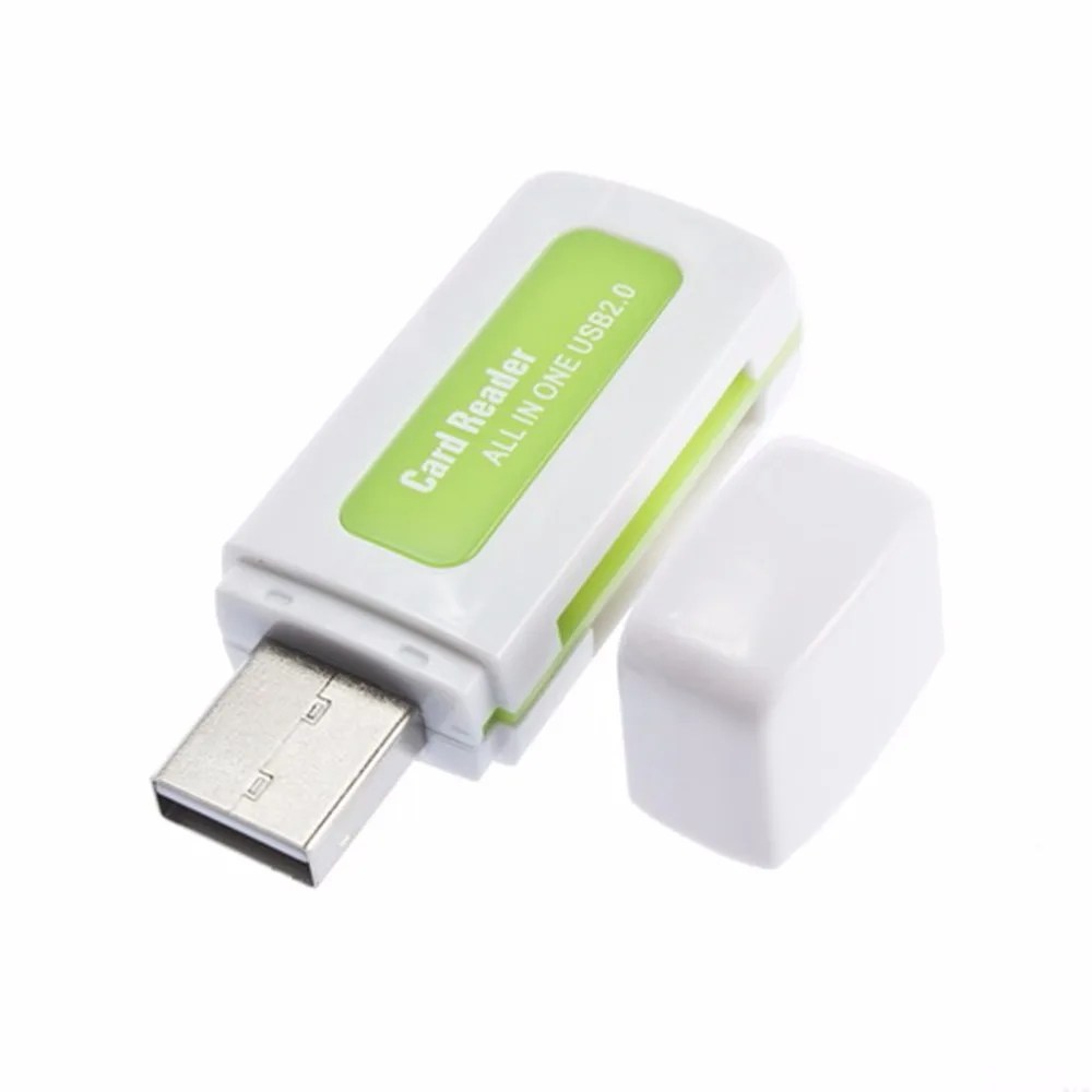 1 шт. USB 2,0 4 в 1 памяти Multi Card Reader для M2 SD SDHC DV Micro SD карты памяти зеленый оптовый магазин