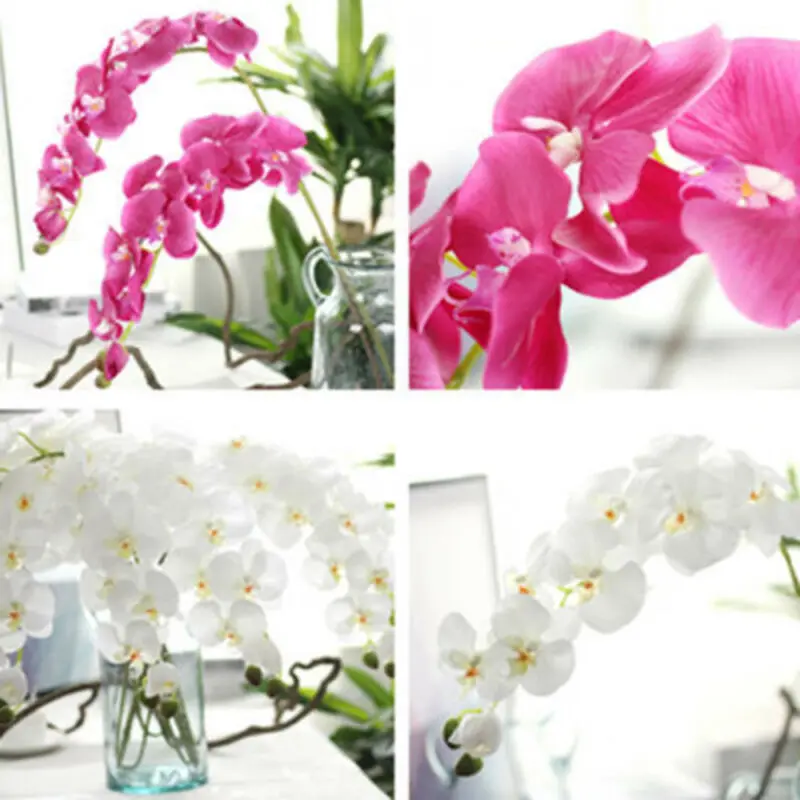 2 шт. x 93 см большой длинный стебель 9 голов шелковая Орхидея цветы фаленопсиса Свадебный Цветочный букет Искусственный Поддельный цветочный Декор для дома