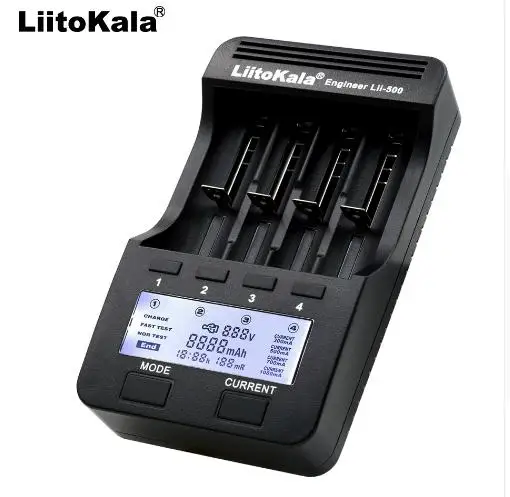 Liitokala lii500 lcd 3,7 V/1,2 V AA/AAA18650/26650/16340 зарядное устройство с экраном+ 12V2A адаптер lii-500 5V1A 18650 зарядное устройство - Цвет: Синий