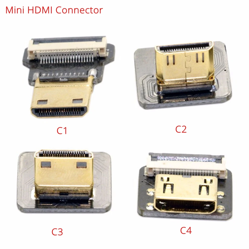 Ribbon Flat FPV HDMI Cable Micro HDMI to Mini HDMI 90 degree Adapter 5cm-80cm FPC Pitch 20pin Plug Connector