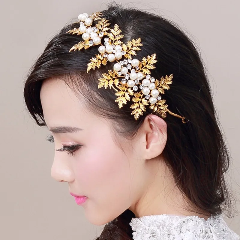 Bridal Hair Jewelry Crystal Head Piece Pearl Bride 