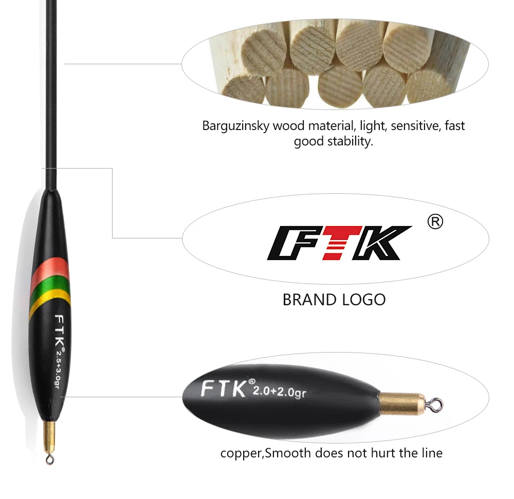 FTK 5 шт./лот Баргузинский поплавок 1,5+ 1.5гр 1,2+ 2.0гр 2,0+ 2.0гр 2,5+ 2.5гр 2,5+ 3.0гр поплавок вертикальный буй аксессуары