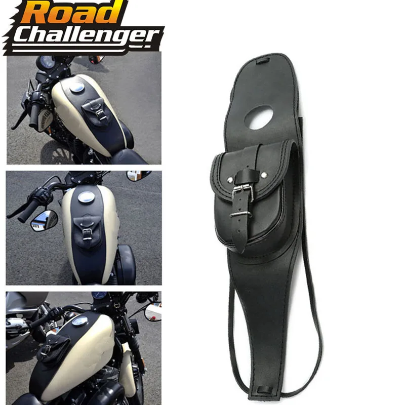 Мотоциклетная кожаная сумка для бензобака, приборная консоль, Центральная сумка, черная кожаная сумка для Harley Sportster XL 883 1200