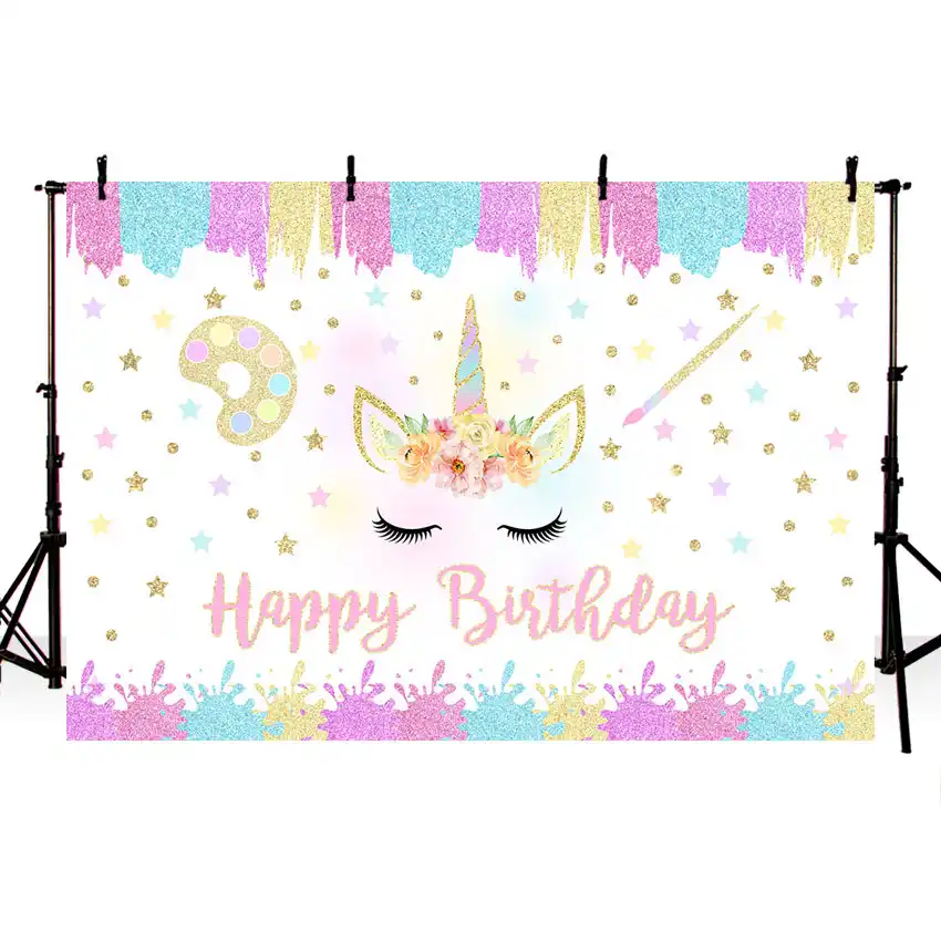 Unicorn Zemin Prenses Bebek Dus Boyama Altin Yildiz Unicorn Parti