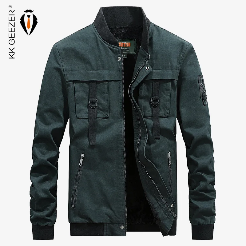 Мужская куртка мотоциклетная Военная бомбер Осенняя Повседневная приталенная Куртка качественная черная деловая куртка зеленое повседневное пальто размера плюс