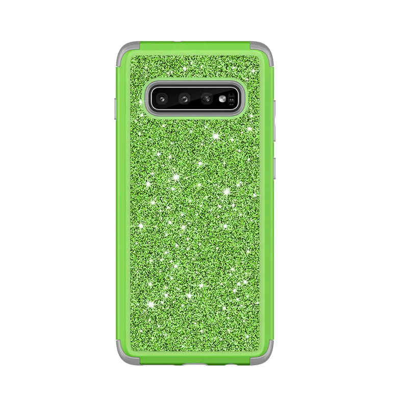 Green Роскошный блестящий яркий Жесткий чехол со стразами для samsung s9 s10 Plus note9 note8, ударопрочный гибридный защитный чехол на 360 градусов - Цвет: Green