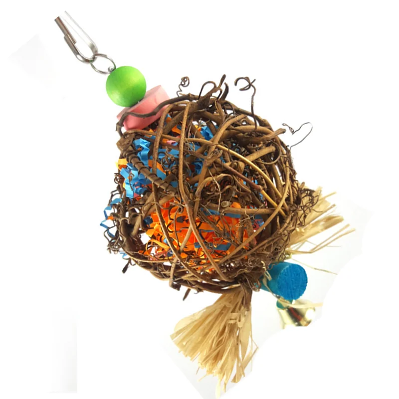 spesifikasi Rotan Bola Kandang besar Burung Permen Mainan untuk Parrots Alami mainan Mainan untuk Burung Beo Cockatiel Budgie Afrika Greys Bersolek P