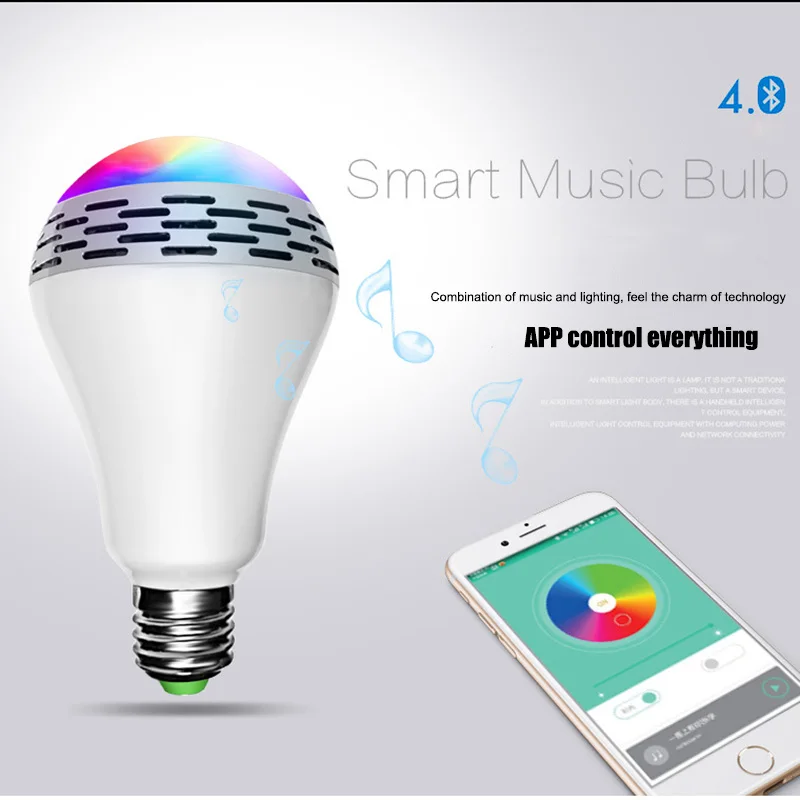 

E27 Smart RGB Wireless Bluetooth Speaker Bulb 300LM Music Player LED Light Music Light Lamp APP Remote Control Drop Shipping