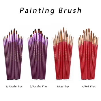 

12Pcs Wooden Handle Flat Tip Artist Paint Brush Lot Set Nylon Hair Watercolor Oil Painting Pen Stationery Supplies DIY Accessory