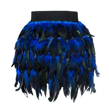 

Women Feather Mini Skirt Woman Clothes Ladies Elastic Waist Street Style Gradient Plissee Punk Party Short Tutu Skirts Jupe