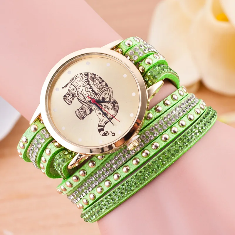 Модные женский кожаный браслет часы для женщин слон циферблат кварцевые часы женские наручные Relojes Mujer relogio feminino