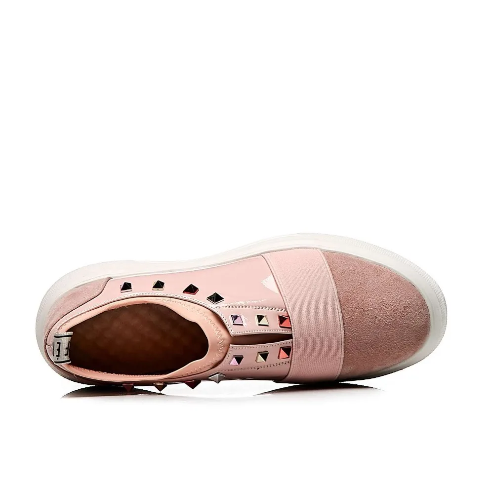 Estilo De Natural Chica Cuero Del Llegada Nueva Joven Redondo Negro Caliente Vichelo rosado Zapatos L71 Conciso Dedo Remaches Pie Fondo Diario Vulcanizados A67tSqXnW