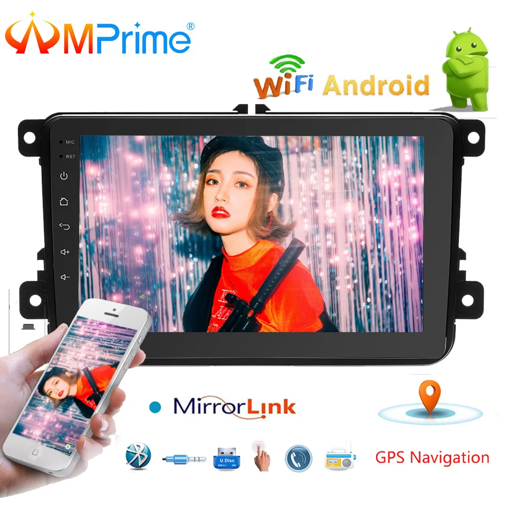 

AMPrime 2 Din Car Radio GPS Navigation Android 8" Touch Screen MP5 Multimedia Player USB Bluetooth WiFi Autoradio Stereo Player