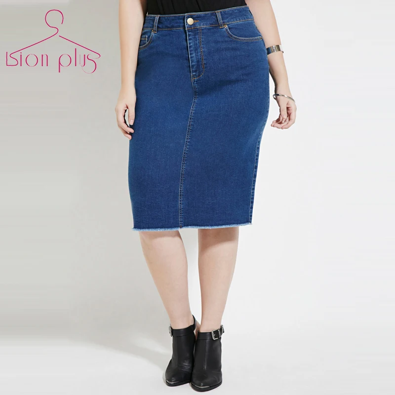 casual skirts womens big sizes 6xl 5xl 2016 Autumn Denim Solid Fashion