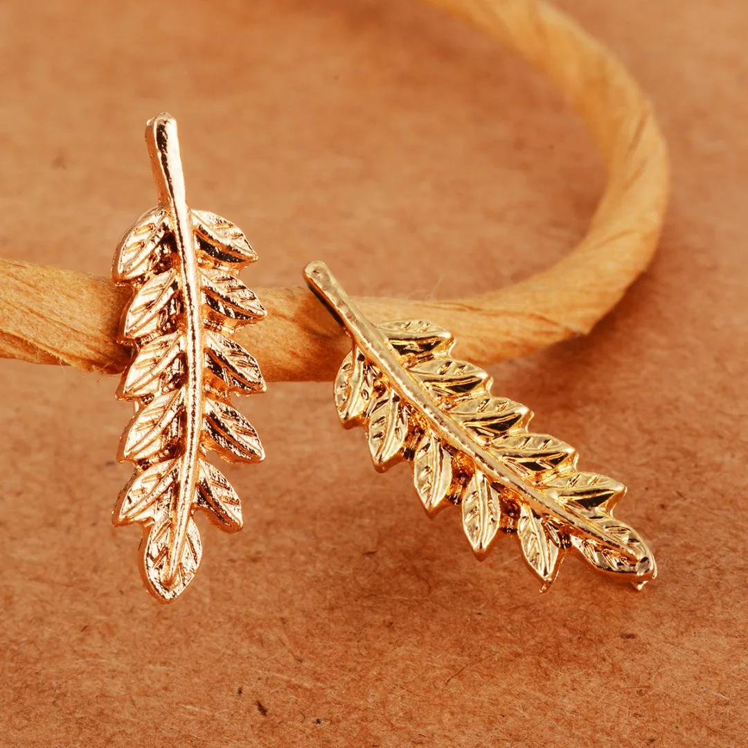 2 Pcs Fashion Women Jewelry Girl Silver Gold Color Cilp Ear Sweep Wrap Ear Climber Leafs Vines Earrings Brincos Femme Bijoux