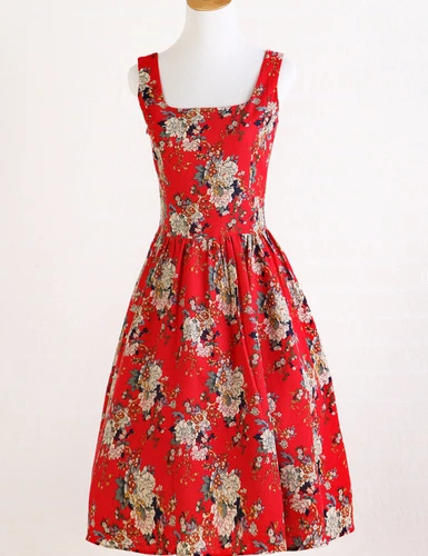 女性のドレスローズプリントヴィンテージ花柄フィフティーズリバイバル女の子ドレススイングパーティーファムvetements Ropa Mujer Vestidos Ropa Mujer Vestidos Mujer Vestidoswomen Dress Aliexpress