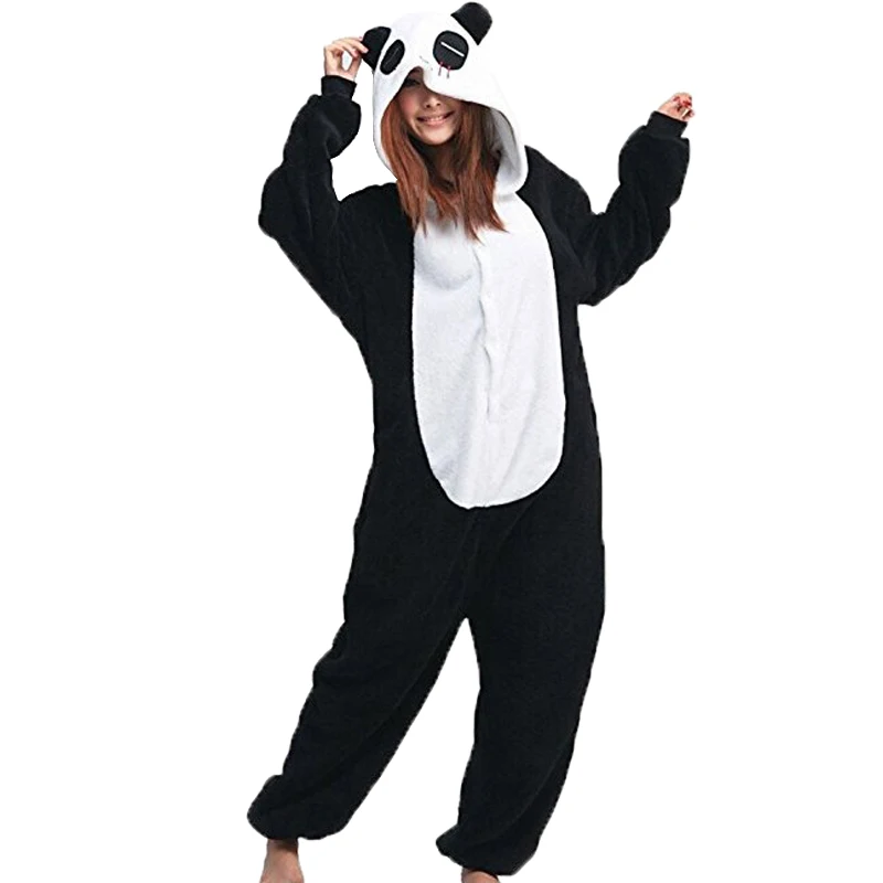 Для женщин Onesie Panda пижамы животного панды пижамы для взрослых унисекс Косплэй костюм зима теплая Onsie Для женщин домашняя одежда, одежда для