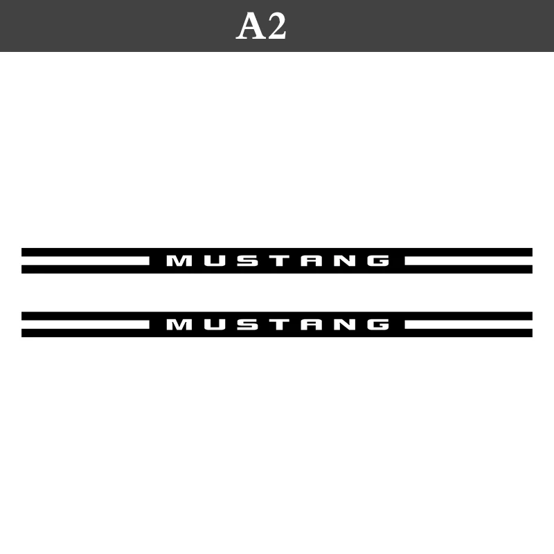 2 шт. виниловые наклейки для стайлинга автомобиля боковые полосы юбка наклейки для автомобиля обертывания графика для Ford Mustang Bullitt - Название цвета: Black