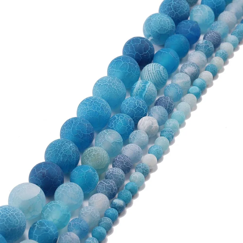 Выветривание натуральный камень шарик Мороз Краб синий Агаты круглый разделитель для бусин для самостоятельного изготовления ювелирных изделий ожерелья браслеты оптом