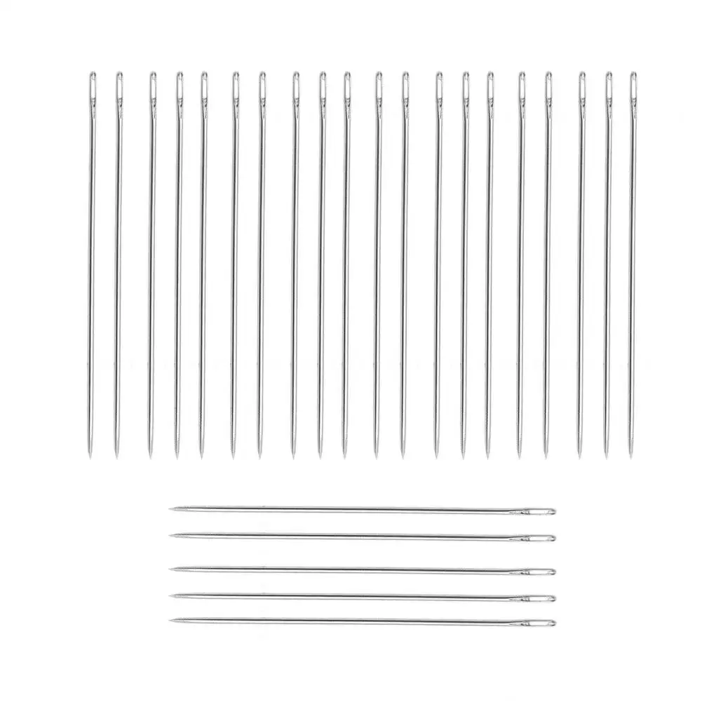 

25 Pcs Silver Tone Large Eye Darning Needle Hand Sewing Needles Knit Yarn Supplies Home DIY Crafts