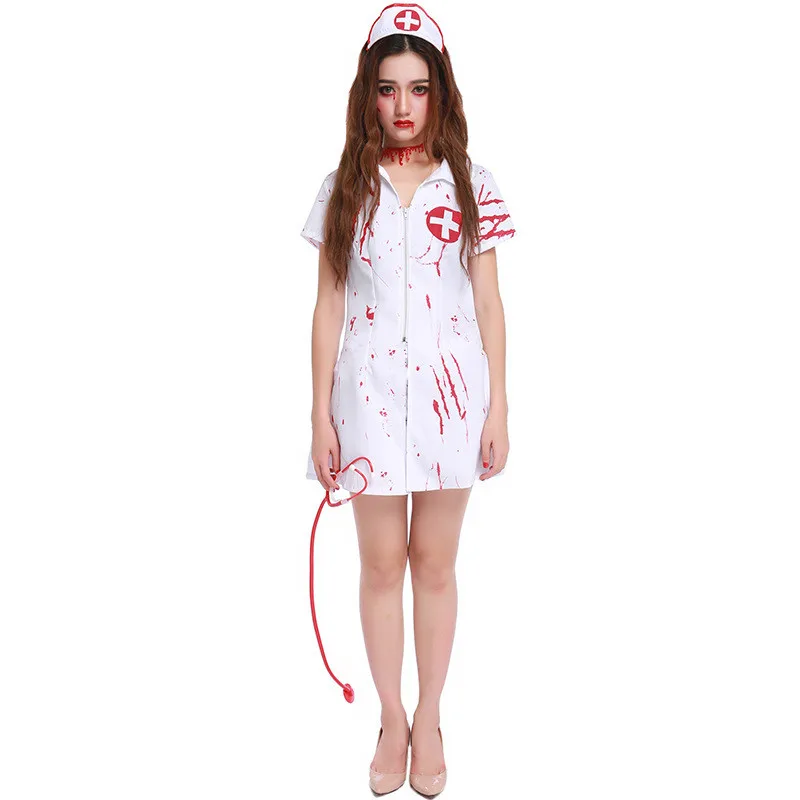 Ladies Ghost Bride Corpse Zombie Undead WitchHalloween Fancy Dress Hens Costume