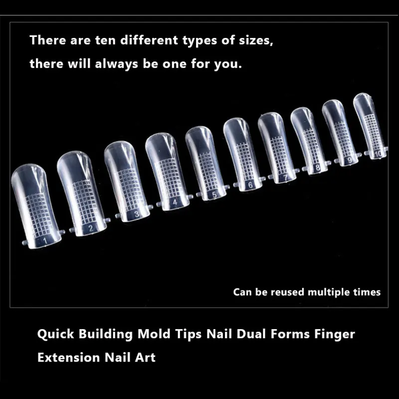 100 шт быстрое строительство полигелевая форма Типсы для ногтей двойная форма для наращивания пальцев Дизайн ногтей УФ строительный полигелевый инструмент