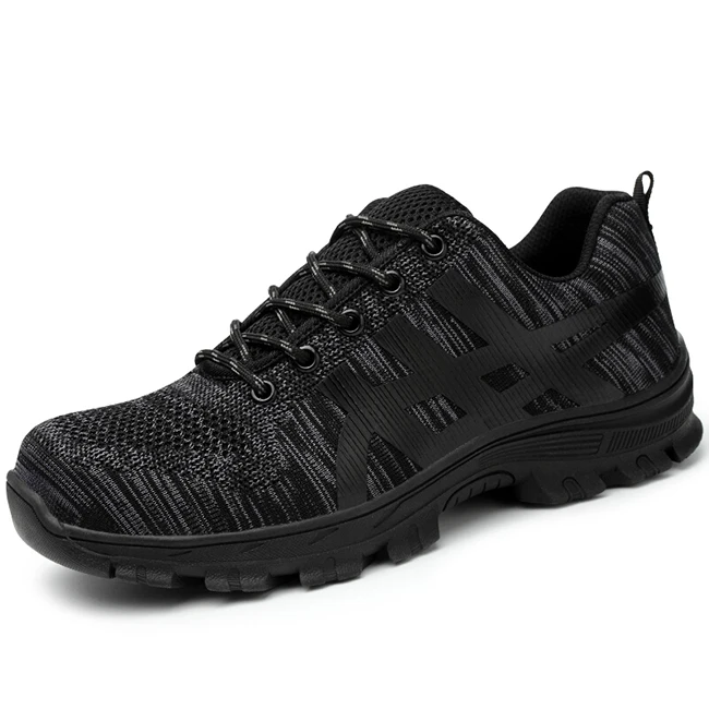 Wan Leigh Huw S модная защитная обувь мужские рабочие кроссовки со стальным носком дышащие летние рабочие низкие ботинки защитная обувь - Цвет: black