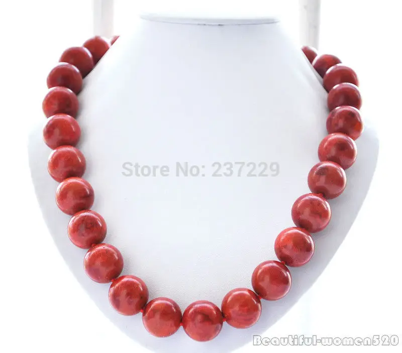 

DD Wholesale XSZ2014 ^^HUGE 20mm round red natural grass coral bead NECKLACE