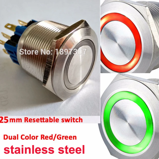 16mm 19mm 22mm 25mm dual color bi color red green ring led 1no1nc
