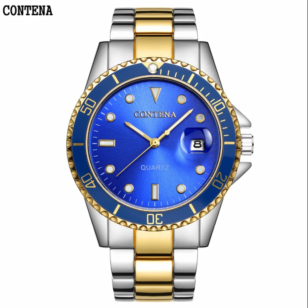 Top Fashion Classic Brand Blue Gold Watches Men Quartz Sport Watch