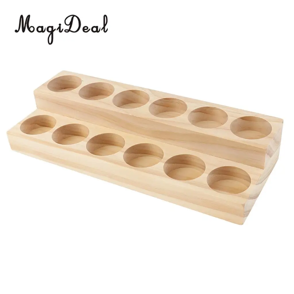 2pcs Natural Wood Handmade Essential Oils Cosmetic Makeup Display Storage Rack Organizer Stand Holder For 15ml Bottles