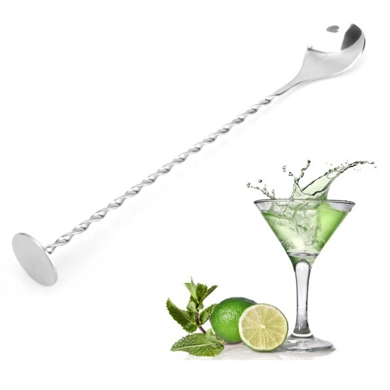 1Pc Stainless Steel Cocktail Stirrer Bar Puddler Martini Stirring Spoon