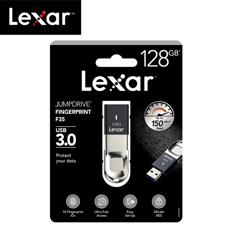 Lexar Распознавание отпечатков пальцев USB 128 ГБ F35 USB 3,1 флеш-накопитель 150 МБ/с./с высокоскоростная карта памяти