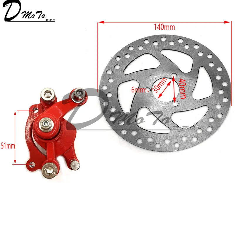 Rear brake and Disc 49CC газ мини Байк Задний дисковый тормозной суппорт набор 140 мм и фрикционная пластина роторы Электрический Скутер ATV - Цвет: Rear brake and Disc