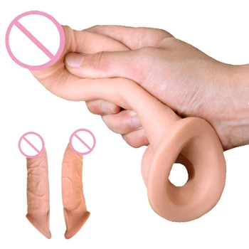 Soft Silicone Penis Extender Reusable Condoms Penis Sleeve Dick Cover Dildo Enlargement Male Cock Ring Adult Sex Toys For Men 1