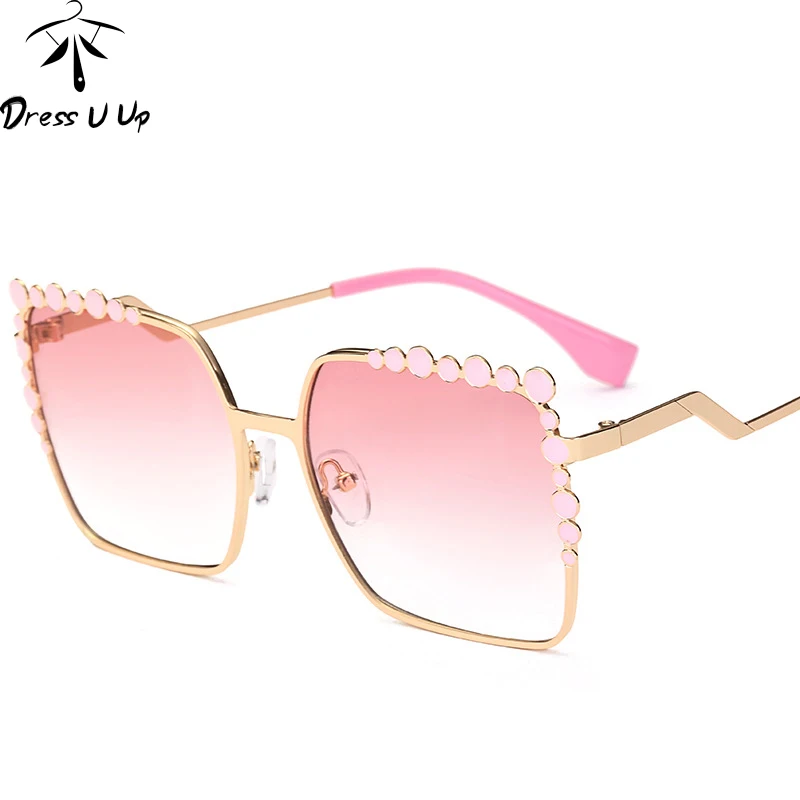 

DRESSUUP Fashion Bead Sunglasses Women Brand Designer Vintage UV400 Pink Sun Glasses Oculos De Sol Feminino Gafas Mujer
