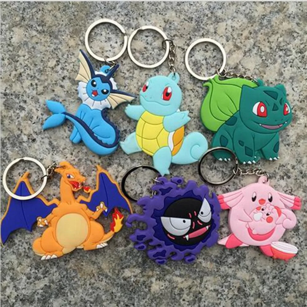 

Anime Cartoon Pokemon go keychain Pocket Monster Pikachu Squirtle Charizard Charmander key ring Figures Cosplay Llavero Chaveiro