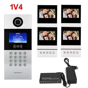 

XinSiLu New 4.3" HD digital video intercom doorbell residential intelligent electronic access control system TCP/IP doorbell 1V4