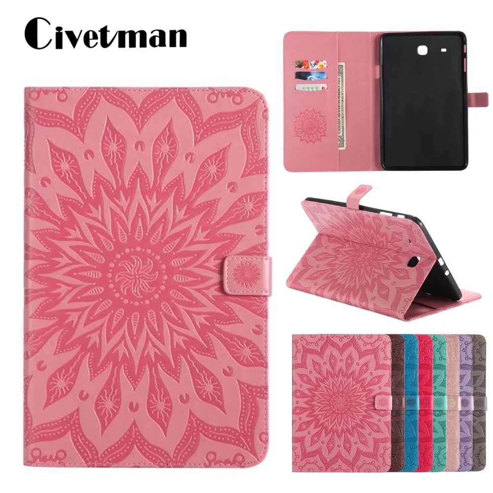 Чехол для планшета для samsung Galaxy Tab E 9,6 T560 T561 T565 T567 T567V тиснение из искусственной кожи мягкая задняя крышка складной флип-чехол с подставкой