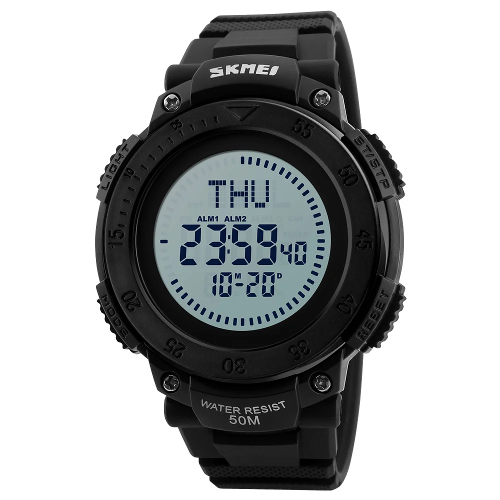men's digital watch with compass