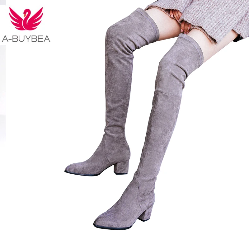 

2017 New Women Winter Genuine Leather fashion Over-the-Knee High Boots Fashion ladies Woman Round toe Shoes Womens Black Boots