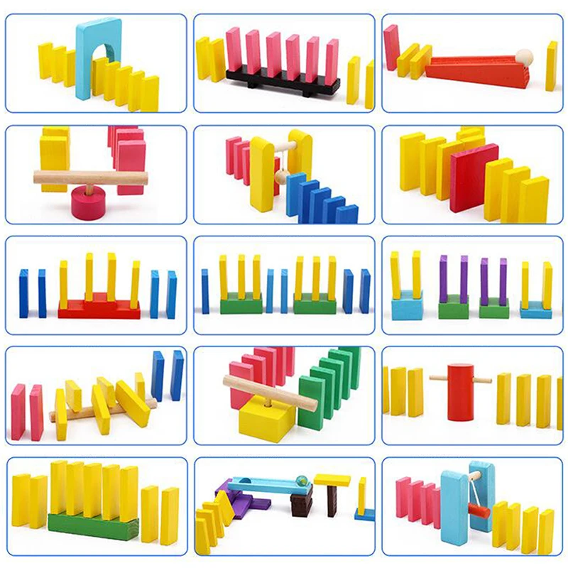 

1 Set New Color Sort Wooden Domino Institution Accessories Blocks Jigsaw Adult Dominoes Games Montessori Toys For Children