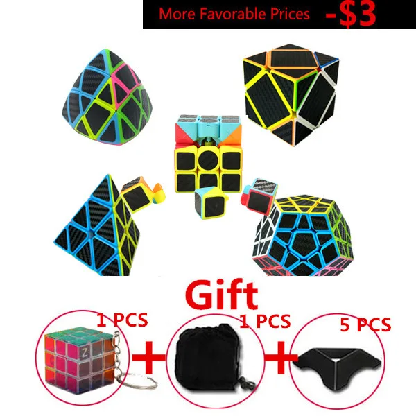 Углеродное волокно, наклейка, 2x2x2, 3x3x3, 4x4x4, 5x5x5, волшебный куб, волшебная проверка для мозга, образовательные игрушки, Pyraminx, косой кубик Рубика - Цвет: zuhe 3